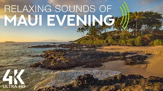 8 HOURS Ocean Waves Relaxation - 4K Peaceful Maui Evening and Calming Waves Sounds for Sleep