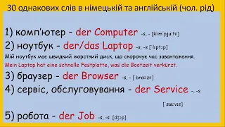 30 Однакових слів в німецькій та англійській мові