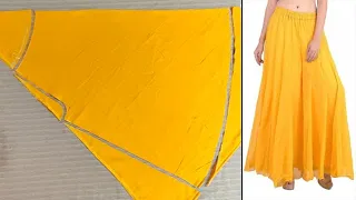 स्कर्ट प्लाज़ो बनाने का आसान तरीका || How To Make Skirt Plazo Cutting and Stitching in Hindi