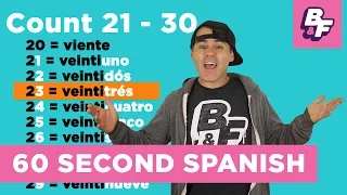 Learn Numbers in Spanish with BASHO & FRIENDS - 60 Second Spanish - Counting 21 to 30