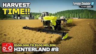 HARVESTING OUR FIRST FIELDS!! [Hinterland $100,000 To $100 Million] FS22 Timelapse # 8