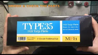 Building MFH 1/12 Bugatti Type 35 1928 Targa Florio : Unbox, Check, Clean & Sort the Parts