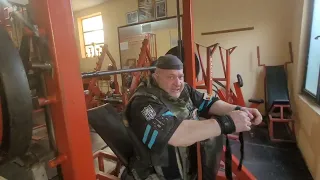 Incline bench, work for strength rebound with push 470 kg Serbian Strongman Ivan Kaciga