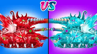 The World of Fire Tank Vs Ice Tank: ICE Leviathan vs FIRE Leviathan | Cartoons about tanks