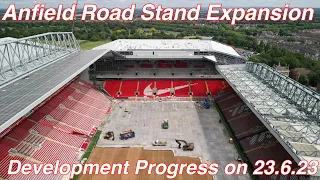 Anfield Road Stand Expansion on 23.6.23. Engraved Stones laid & the new Anfield Road started..