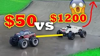 $1000 RC Car Crushing $100 RC Car - Traxxas X-Maxx VS Toy Shop Special! Tire comes off