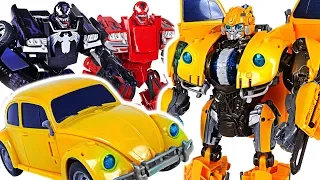 Transformers Movie Power Charge Bumblebee VS Marvel Transformers Venom, Carnage! #DuDuPopTOY