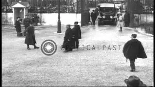 Dignitaries arrive at the Chateau of Versailles in France for the Paris Peace Con...HD Stock Footage