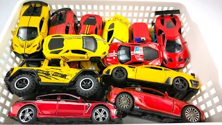 Box Full of Model CarsLamborghini Huracan, Mini Cooper, Dodge Charger, Mercedes Benz G63 Jeep, Ford