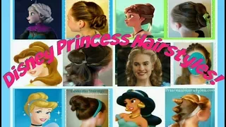 6 Disney Princess Hair Tutorials! Hairstyles For Belle, Jasmine, Elsa, Anna & Cinderella