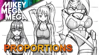 How To Draw FEMALE FULL BODY PROPORTIONS & HEAD RATIO FOR ANIME MANGA