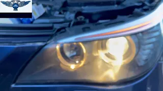 BMW e60 5 series 2008 headlight main beam bulb H7 removal and replacement