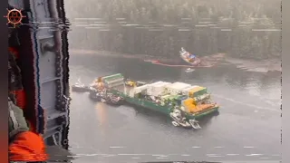 Tug Western Mariner with container barge Chichagof Provider ran aground in Neva Strait, Sitka,Alaska