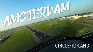 Pilot POV Approach Amsterdam CIRCLE-TO-LAND