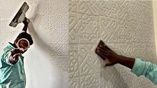 Modern Wall Texture Stencil Design | Wall Texture Painting ideas￼