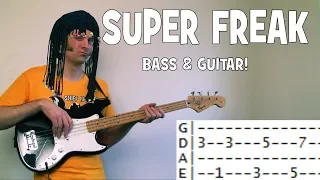 Super Freak by Rick James Guitar Chords Lesson & Tab Tutorial + BASS also MC Hammer Can't Touch This