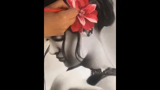 Drawing a realistic woman with conte pencil and color pencil
