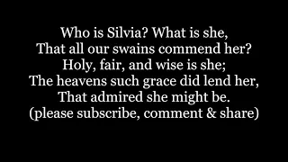WHO IS SYLVIA? song lyrics An Silvia Schubert Shakespeare Two Gentlemen of Verona Words text