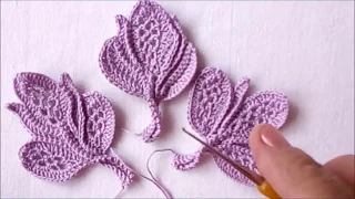 Ажурный листик .вязание крючком,crochet,how to crochet,crochet tutorial