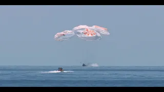 SpaceX Crew Dragon Demo 2 Splash-down Footage in 4k, Elon speech edit