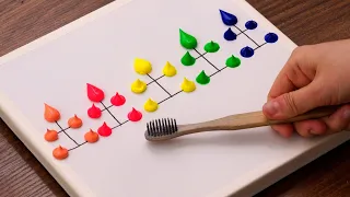 Toothbrush Technique｜Simple Colorful Landscape from Dots｜Acrylic Painting For Beginners (1339)