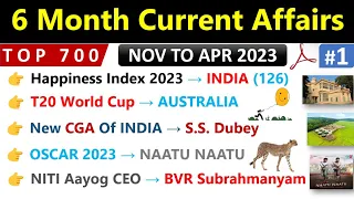 Last 6 Month Current Affairs | Nov 2022 To April 2023 | Top 700 Current Affairs | For SSC CGL, CHSL