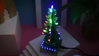 Auto Rotate Flash RGB LED Music Christmas Trees Kit Flashing Breathing Light Soldering Practice