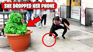 BUSHMAN PRANK: SHE DROPPED HER PHONE! SHE DIDN'T EVEN SEE ME!