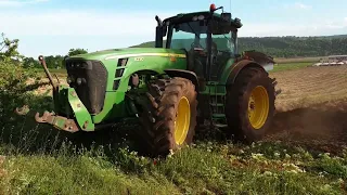 John deere 8230 plowing cab view