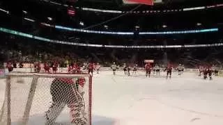 Ottawa Senators behind the net pre-game warm-up at the Bruins @ Senators hockey game