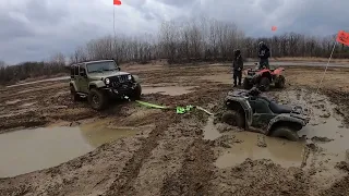 Bundy Hill Offroad is a challenging ORV park in Jerome, Michigan. We rescue a quad stuck in mud.