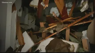 Griffin funeral home staff barely escapes fallen tree knocked down by storms