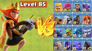 Level 85 Archer Queen vs All Troops - Clash of Clans