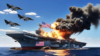 13 Minutes Ago! Russian SU-27 Jet Blows Up US Aircraft Carrier Carrying 358 Armored Vehicles