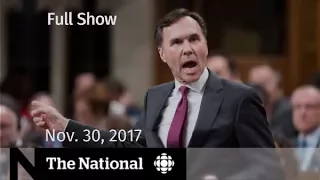 The National for Thursday November 30, 2017 - Air Transat, Bill Morneau, Donald Trump