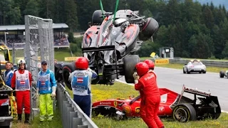 F1 Austrian GP  Crash between Raikkonen and Alonso - Spielberg 2015