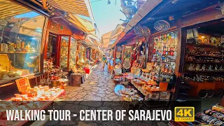 Walking through center of Sarajevo in Bosnia and Herzegovina - 4k Virtual Tour