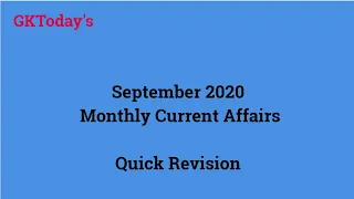 September 2020 | Full Month Current Affairs | Current Affairs in English