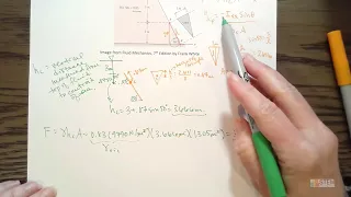 Fluid pressure on triangular gate with applied force P