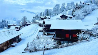 Snowy morning walk in Grindelwald, Switzerland 4K  - The most beautiful Swiss winter destination