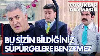 Hüseyin ve Şükrü, Haluk'a süpürge satmaya çalışıyor - Çocuklar Duymasın