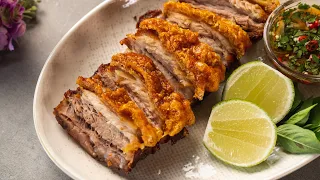 Air Fryer Thai Style Crispy Pork Belly with Dipping Sauce