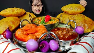 Eating Poori , Chole Masala, Malai Chaap Roll , Dum Aloo | Big Bites | Asmr Eating | Mukbang