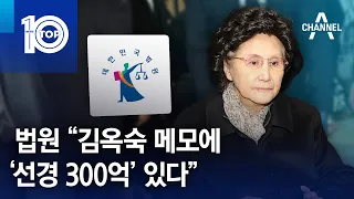 법원 “김옥숙 메모에 ‘선경 300억’ 있다” | 뉴스TOP 10