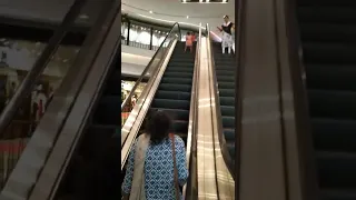 Using an escalator for first time.