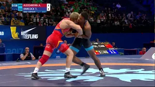 1/8 GR - 98 kg: A. ALEKSANYAN (ARM) df. T. HANCOCK (USA) by VSU1, 10-1