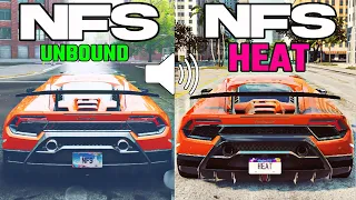 NFS UNBOUND Vs NFS HEAT - Direct Engine Sound Comparison