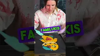 Reto Pancake art CHALLENGE con el novio de mi hija. #halloweenwithshorts #youtubeshorts #viral