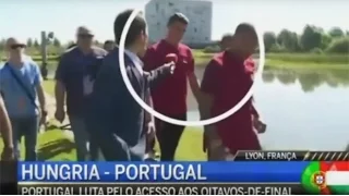 Cristiano Ronaldo jette le Micro d'un Journaliste dans un Lac - Lyon (69 )