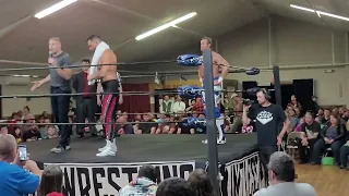 Palmer Cannon aka Brian Black talking to the crowd at Limitless Wrestling 9-24-22